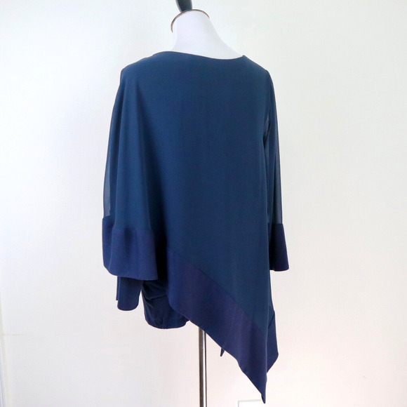 Soft Surroundings Size S Adler Asymmetrical Tunic Satin Mesh Navy Blue - Picture 4 of 10